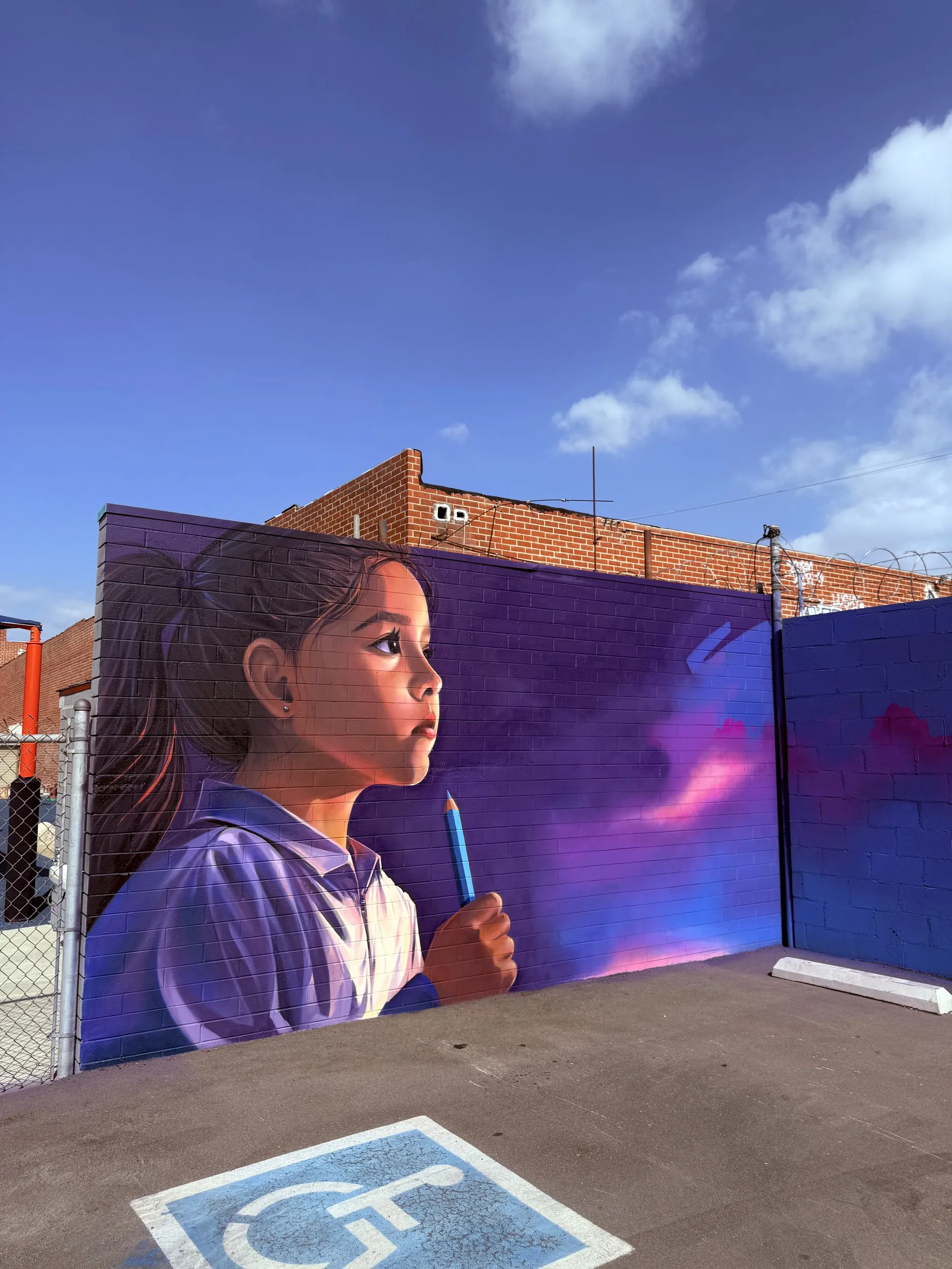 Bright mural painted at a Salvation Army day care in Los Angeles